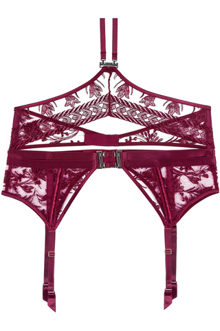 Aubade Magnetic Spell Multiway Suspender Harness Crimson Red