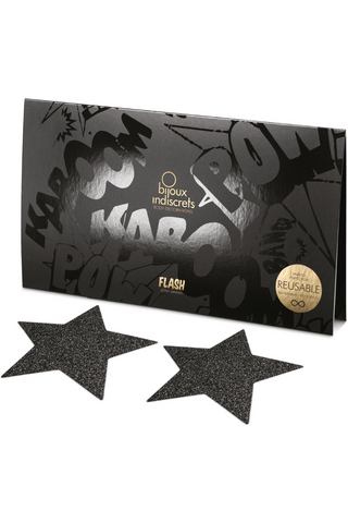 Bijoux Indiscrets Flash Glitter Star Pasties Black