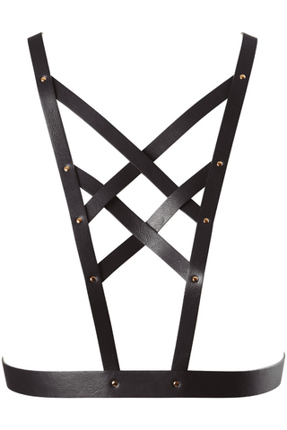 Bijoux Indiscrets Maze Vegan Leather Cross Cleavage Harness Black