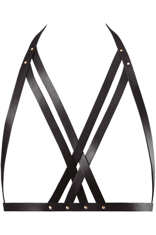 Bijoux Indiscrets Maze Vegan Leather Halter Bra Harness Black