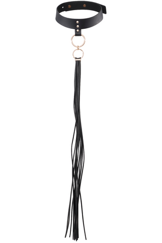 Bijoux Indiscrets Maze Vegan Leather Tassel Choker Black