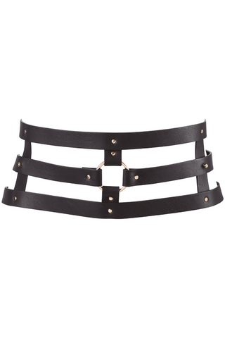 Bijoux Indiscrets Maze Vegan Leather Wide Belt with Restraints Black