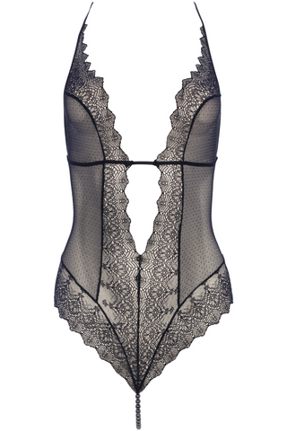 Bracli Geneva Dark Pearl Lace Bodysuit Black | Sheer Lingerie