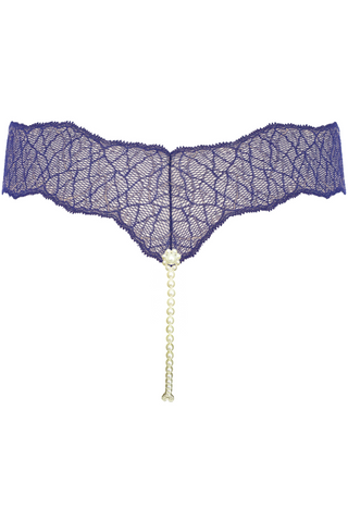 Bracli Sydney Double Pearl Blue Lace Thong - Ouvert Knickers