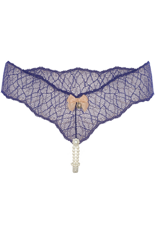 Bracli Sydney Double Pearl Blue Lace Thong - Ouvert Knickers