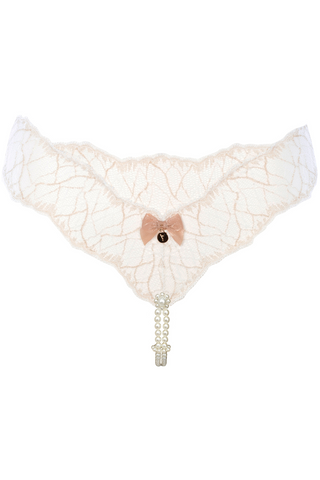 Bracli Sydney Double Pearl Lace Thong Ivory - Lace Knickers