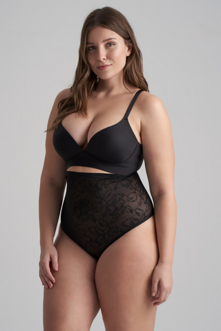 Bye Bra Black Shaping Lace High Waist Thong | Shapewear