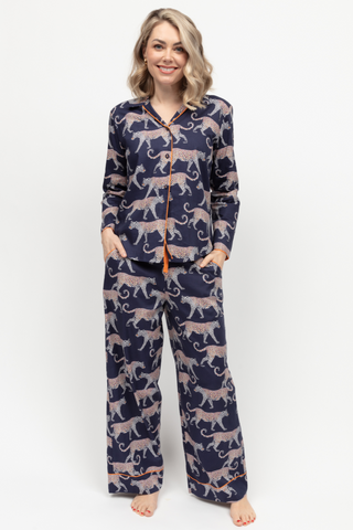 Cyberjammies Taylor Leopard Print Pyjama Bottom Navy