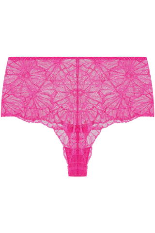 Dora Larsen Flora Graphic Lace High Waist Knicker Bright Pink