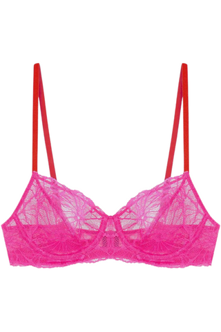 Dora Larsen Flora Graphic Lace Underwire Bra Bright Pink