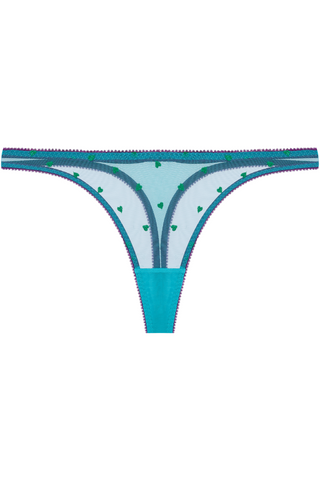 Dora Larsen Nelle Heart Embroidery Thong | Blue Lingerie