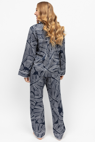 Fable & Eve Knightsbridge Leaf Print Pyjama Set Navy