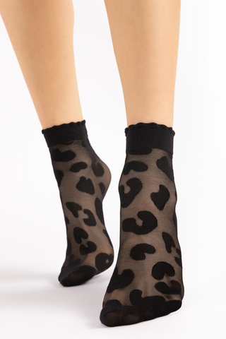 FiORE Alpine Black Sheer Patterned Socks 20 Denier