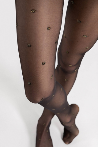 FiORE Confetti Lurex Dot Tights Black/Gold 20 Denier