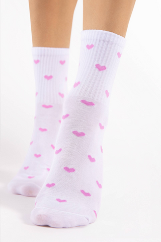 FiORE Loves Cotton Heart Pattern Ankle Socks White/Pink