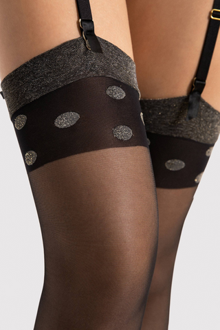 Fiore Luxe Patterned Stockings Black & Lurex 15 Denier