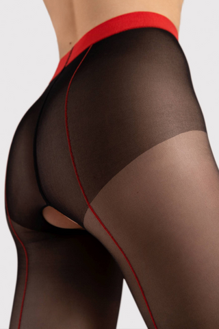 FiORE Sensual Firelight Tights Black & Red 20 Denier