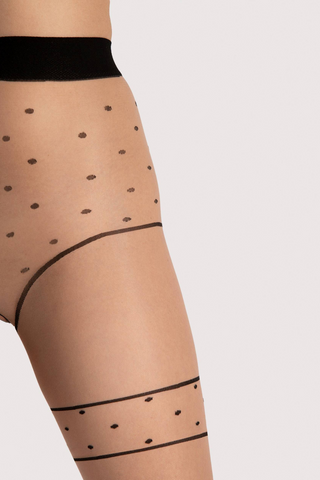 FiORE Sensual Starlight Dot Pattern Tights Nude & Black 20 Denier