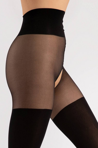 FiORE Sensual Twilight Crotchless Tights Black 40 Denier