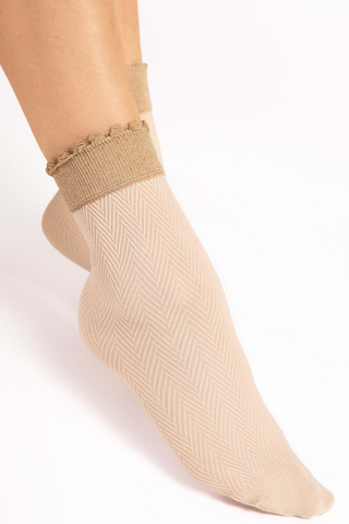 FiORE Spina Herringbone Pattern Socks Nude 40 Denier