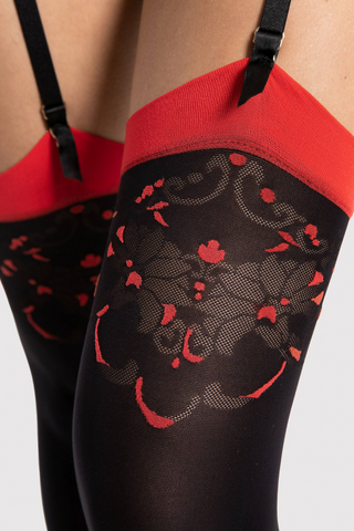 Fiore Variete Stockings Black & Red 40 Denier