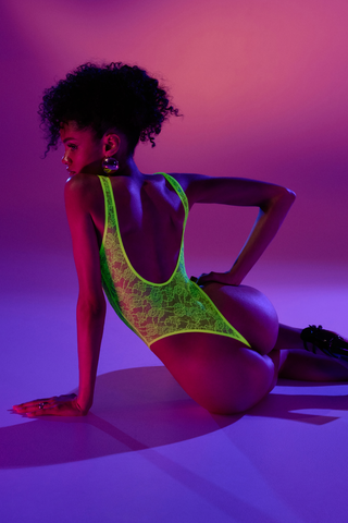 Maison Close Flashback Open Back Thong Body Neon Yellow