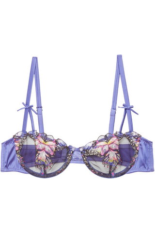 Fleur Du Mal Butterfly Embroidery Balconette Bra Periwinkle - Naughty Knickers