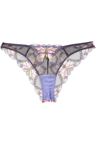 Fleur Du Mal Butterfly Embroidery Cheeky Brief Periwinkle - Naughty Knickers