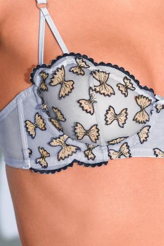 Fleur Du Mal Farfalle Embroidery Balconette Bra Ice Queen