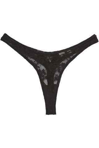 Fleur Du Mal Le Stretch Lace High Leg Thong Black