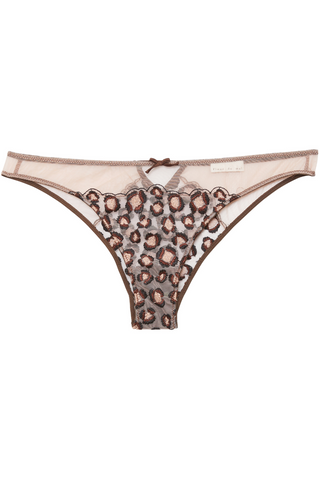  Fleur Du Mal Leopard Embroidery Cheeky Brief Chocolate