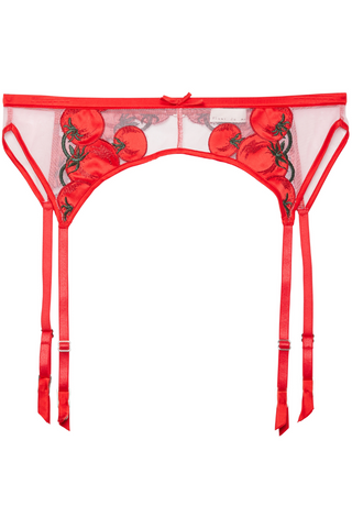 Fleur Du Mal Tomato Embroidery Suspender Belt Red