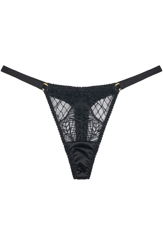 Fleur of England Roxy Thong Black | Luxury Black Lingerie