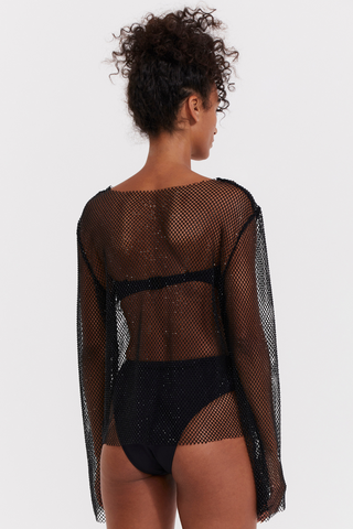 Gottex Black Mesh Beach Cover Up