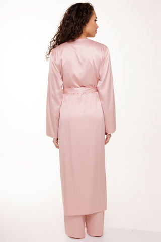 Lingadore Long Satin Kimono Rose Smoke