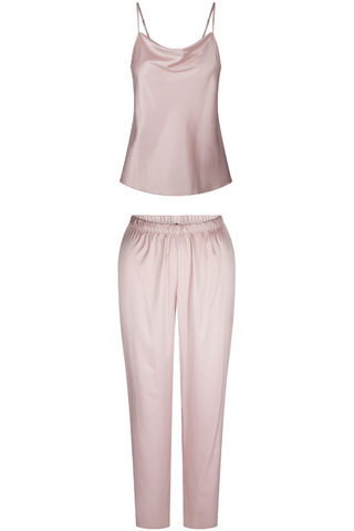 Lingadore Satin Cami Top & Pants Pyjama Set Rose Smoke