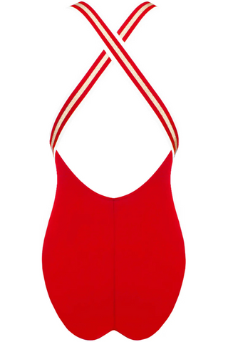 Lise Charmel Red Crossed Back Swimsuit Energie Nautique