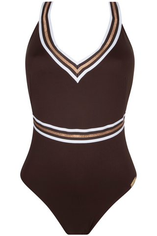 Lise Charmel Brown Crossed Back Swimsuit Energie Nautique