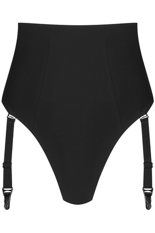 Maison Close Black High Waist Suspender Thong - Nuit Infinie