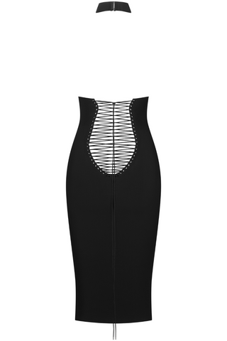 Maison Close Black Midi Dress with American Collar | Nuit Infinie