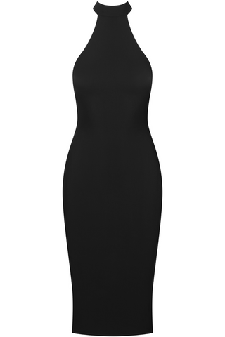 Maison Close Black Midi Dress with American Collar | Nuit Infinie