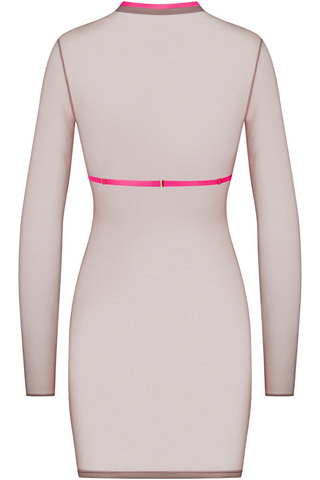 Maison Close Corps à Corps Short Dress with Harness Taupe & Neon Pink