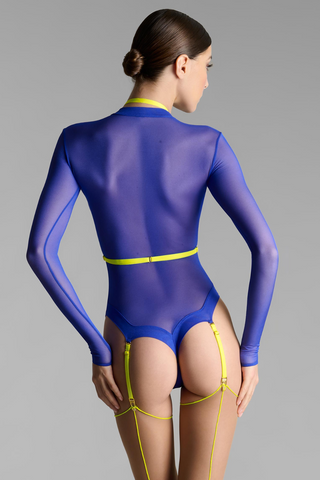 Maison Close Corps à Corps Long Sleeved Thong Body Neon Blue