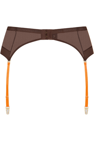 Maison Close Corps à Corps Garter Belt Brown & Neon Orange