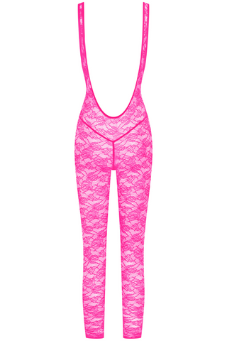 Maison Close Flashback Open Back Jumpsuit Neon Pink