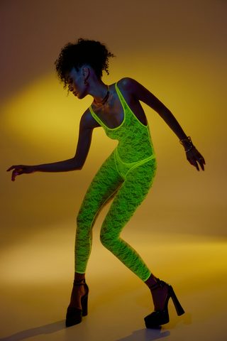 Maison Close Flashback Open Back Jumpsuit Neon Yellow