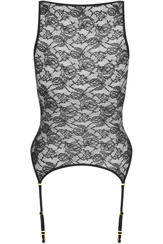 Maison Close Flashback Lace Tank Top with Suspenders Black