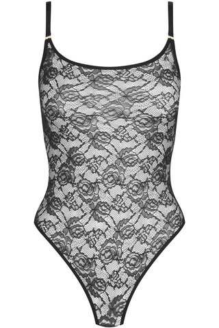 Maison Close Flashback Lace Thong Bodysuit Black