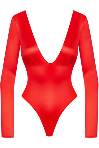 Maison Close French Kiss Long Sleeve Thong Body Red