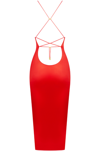 Maison Close French Kiss Open Back Midi Dress Red